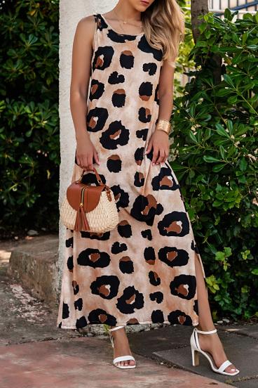 Langes Kleid mit Leopardenmuster, Leopard