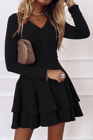 Elegantes Minikleid mit lockerem Rüschenrock  KYLIANA, schwarz