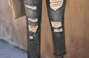 Moderne Straight-Jeans mit Schlitzen Carmel, schwarz