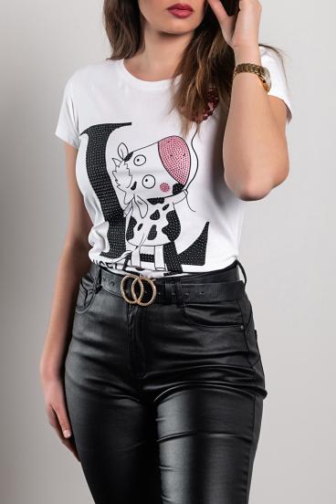 T-Shirt mit kurzen Ärmeln und dekorativen Details  Torreon, weiß