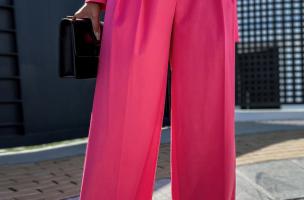 Elegante lange Hose mit weitem Bein Agora, Pink