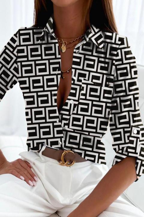 Elegante Bluse mit geometrischem Print  Lavlenta, weiß