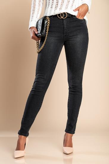 Stretch-Jeans mit schmalem Bein, schwarz