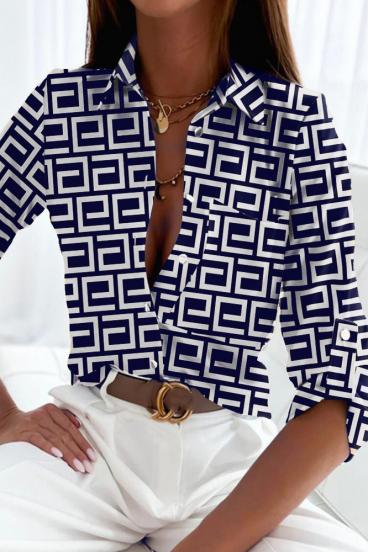 Elegante Bluse mit geometrischem Print Lavlenta, dunkelblau