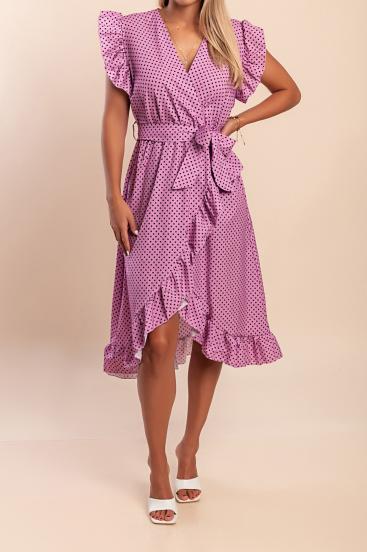 Midikleid mit Polka-Dot-Print, Flieder
