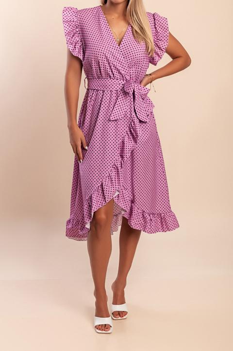 Midikleid mit Polka-Dot-Print, Flieder