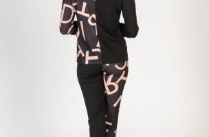 Hosen-Set mit elegantem Blazer mit Buchstabendruck  Estrena, schwarz