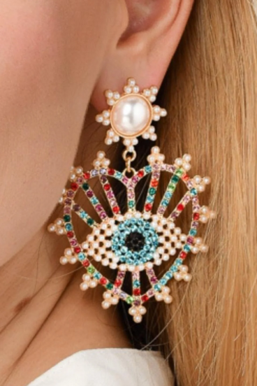 Elegante herzförmige Kronleuchter-Ohrringe, ART380, mehrfarbig