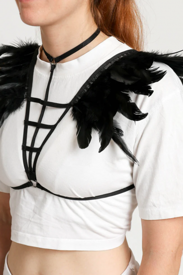 Harness-Gürtel - BH aus elastischen Trägern mit Federn, ART2294, schwarz