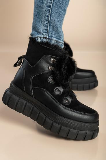 Sneakers mit Kunstfell, W0YD654123, schwarz