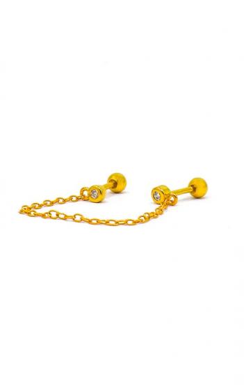 Eleganter Mini-Ohrring mit Kette, ART860, goldfarben