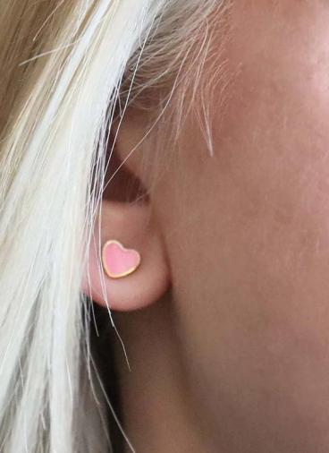 Mini-Ohrringe in Herzform, rosa Farbe