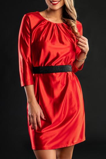 Elegantes Minikleid aus Satinimitat, rot