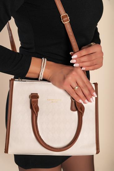 Handtasche in zweifarbiger Kombination, weiß