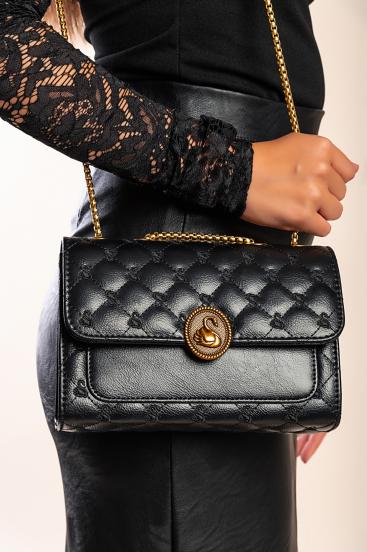Kleine Tasche mit Steppdetail, schwarz