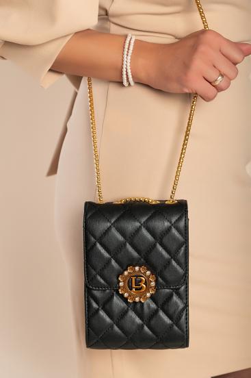 Elegante kleine Tasche mit Steppdetail, schwarz