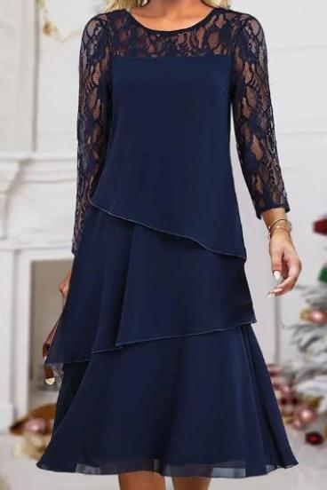 Elegantes Kleid mit Spitze, dunkelblau