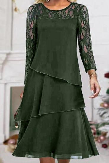 Elegantes Kleid mit Spitze, oliv