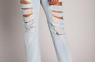 Straight Jeans mit großen Rippen  Venetina, hellblau