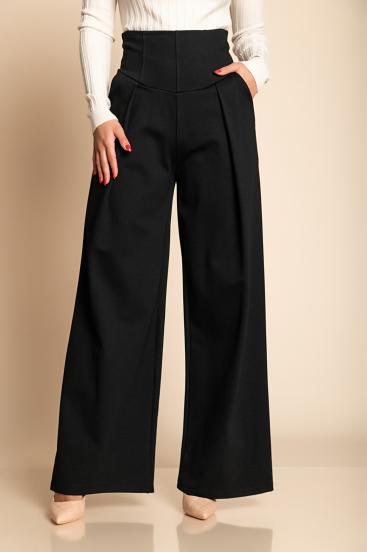 Elegante lange Hose mit hoher Taille, schwarz