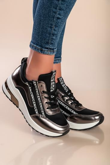 Fashion Sneaker mit Aufschriften, schwarz