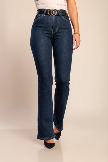 Jeans mit ausgestelltem Bein, dunkelblau