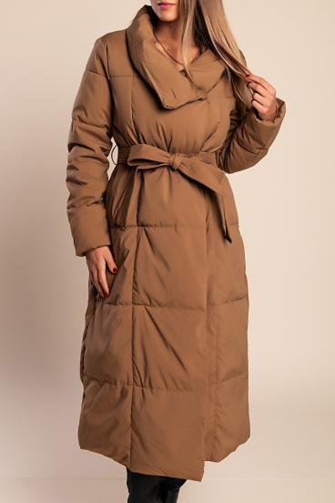 Lange Winter-Steppjacke, Camel