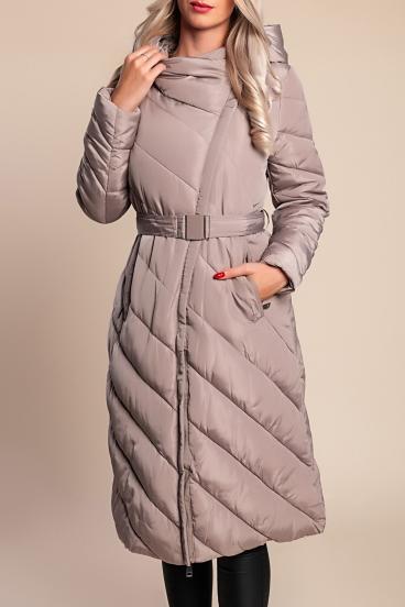 Lange gesteppte Winterjacke, schlamm