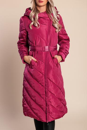 Lange Winter-Steppjacke, fuchsia
