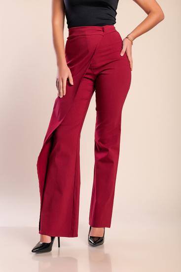 Elegante Hose mit Rüsche, bordeaux
