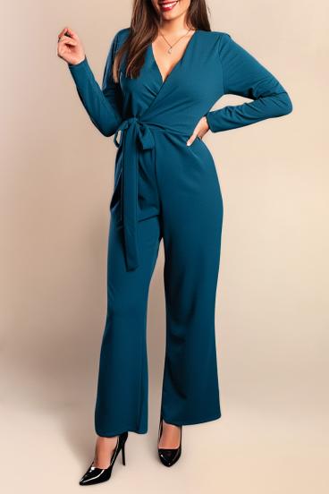 Edler Langarm Jumpsuit, petrol