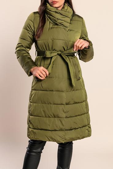 Lange Steppjacke, olivgrün