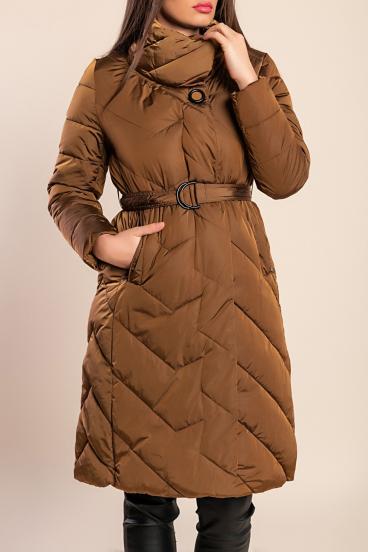 Lange Steppjacke, Camel