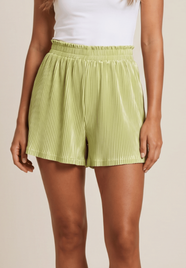 Shorts mit elastischer Taille, Hellgrün