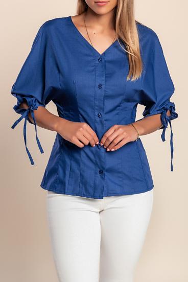 Bluse mit 3/4 Arm, blau