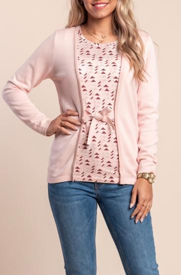 Plus Size Pullover mit dekorativer Schleife, Hellrosa