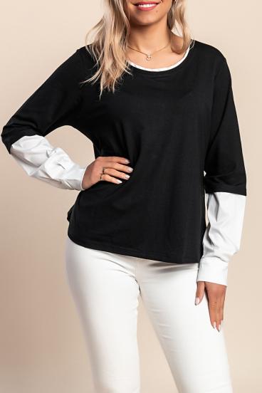 Langarmshirt, schwarz-weiß