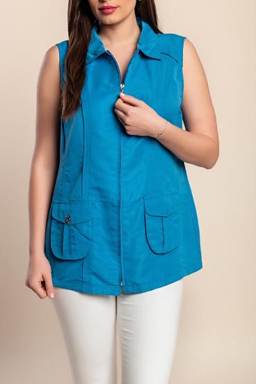 Plus Size Weste mit Reißverschluss, blau