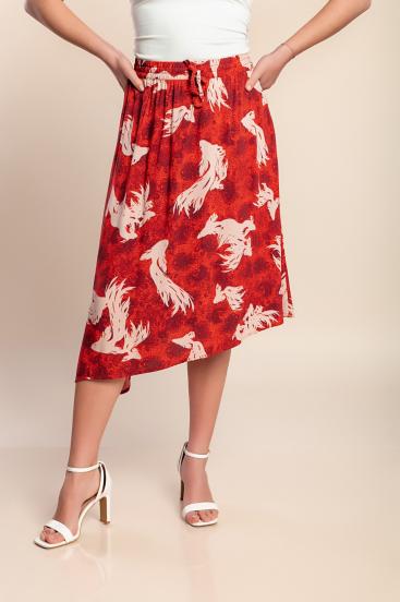 Midirock mit Print, rot