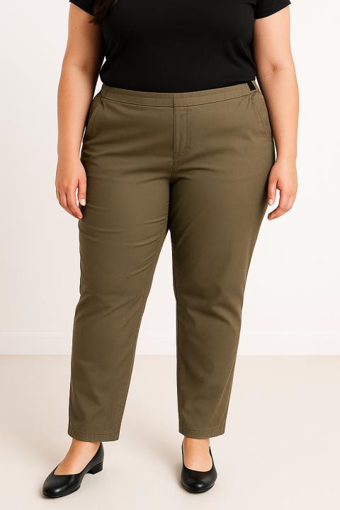 Große Größen Baumwollhose, Olive
