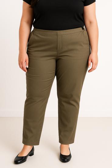 Große Größen Baumwollhose, Olive