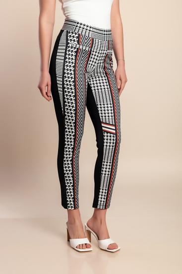 Bedruckte Skinny-Hose, schwarz