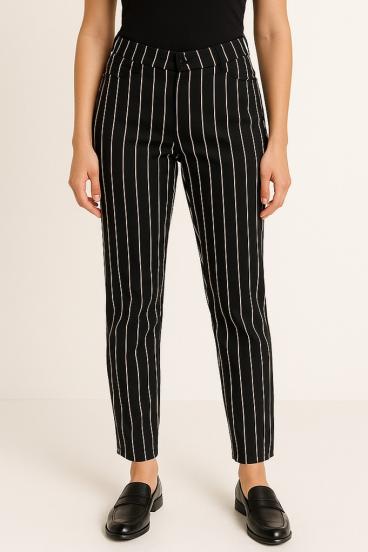 Große Größen gestreifte Hose, schwarz