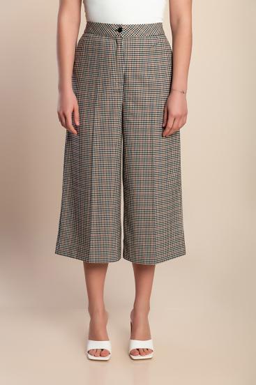 Caprihose mit Karo-Print, braun