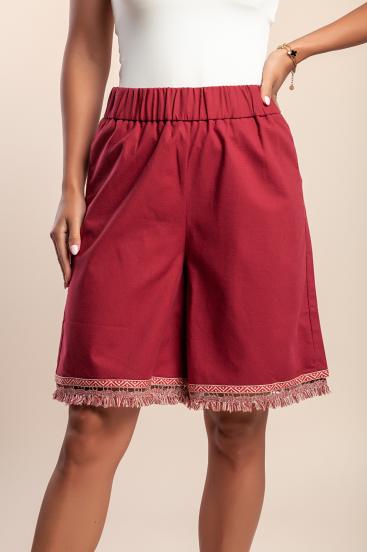 Shorts aus Baumwoll-Leinen-Mix, Burgunderrot