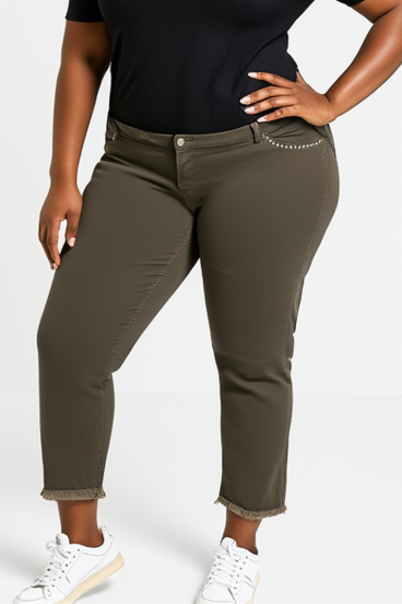 Große Größen Baumwollhose, Olive