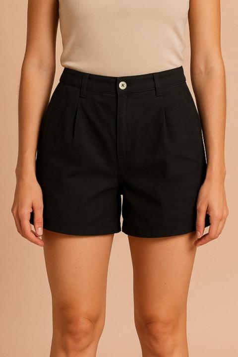 Baumwollshorts, Schwarz