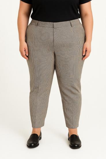 Große Größen Hose mit kariertem Muster, braun