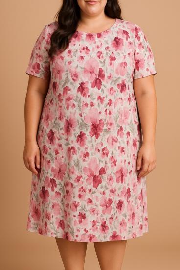 Plus Size Kleid mit Blumenprint, rosa