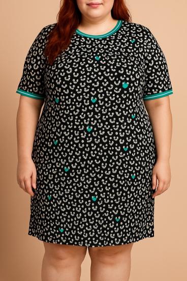 Bedrucktes Kleid in Übergröße, Schwarz